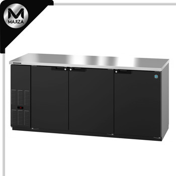 Producto - BB80, refrigerador, tres secciones, barra trasera de vinilo negro, puertas sólidas
