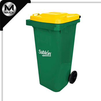 Producto - 9243AM CESTO 120L VERDE TAPA AMARILA S/PEDAL