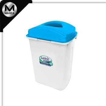 Producto - 8477AZ CESTO 80L BLANCO TAPA ELÍPTICA AZUL
